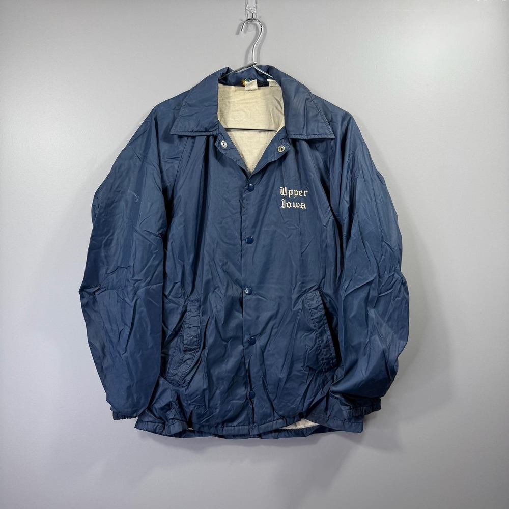 Vintage Upper Iowa Coaches Jacket Mens Large Blue College Champion 70s